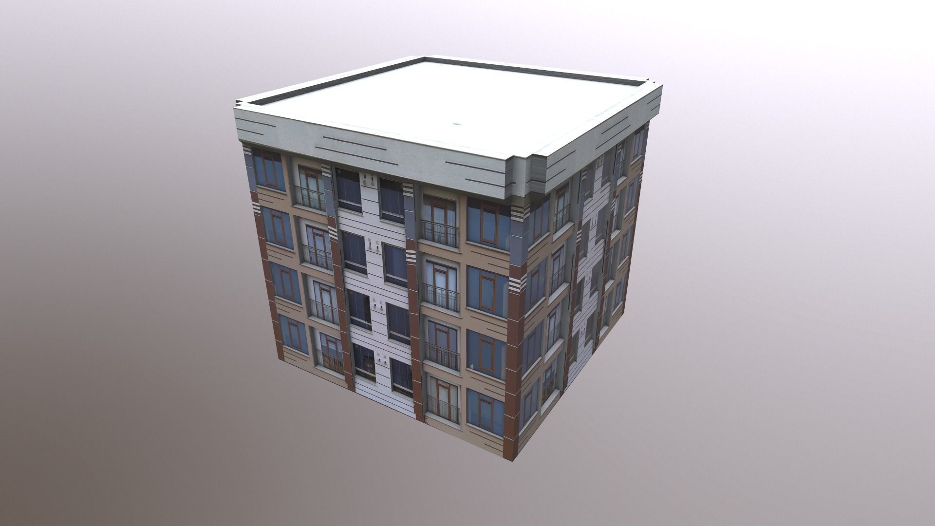 Architectural Building-3 Low-poly 3D model_2