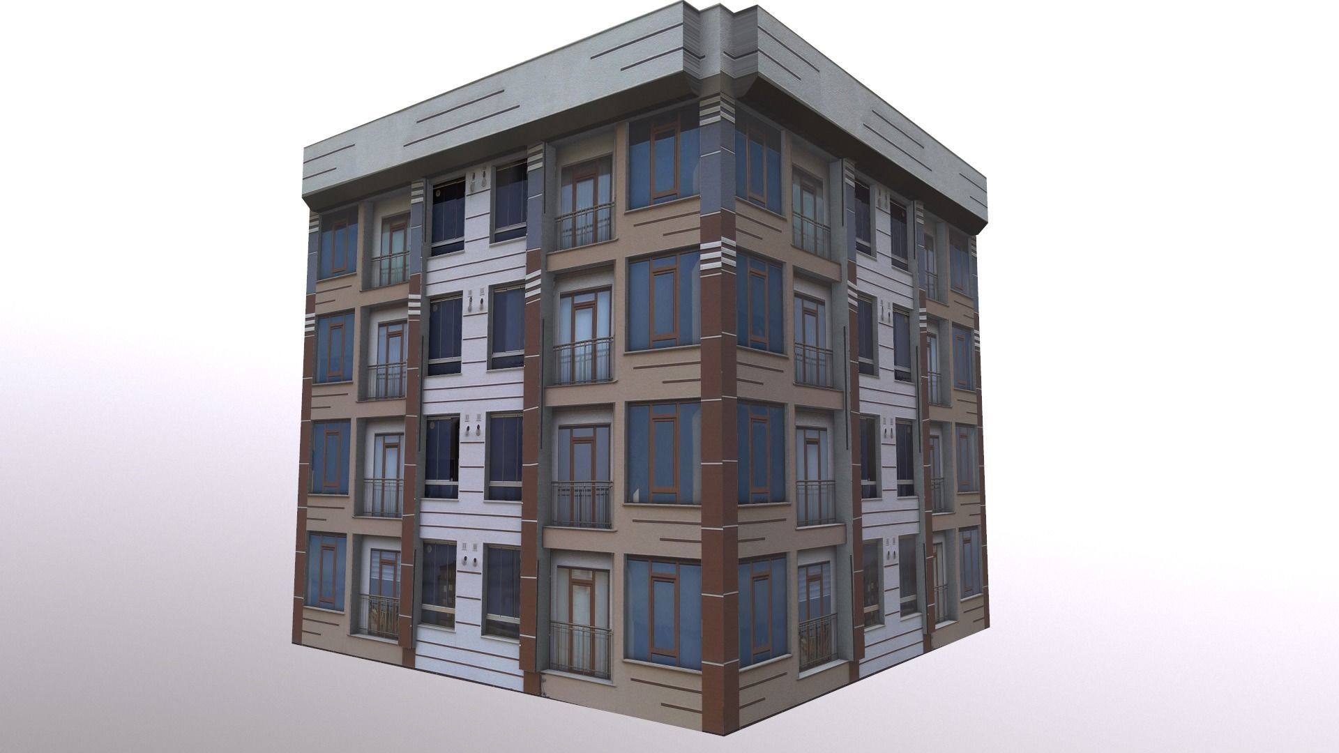 Architectural Building-3 Low-poly 3D model_10