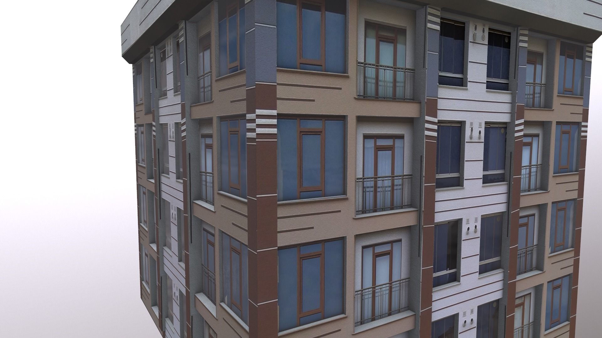 Architectural Building-3 Low-poly 3D model_6