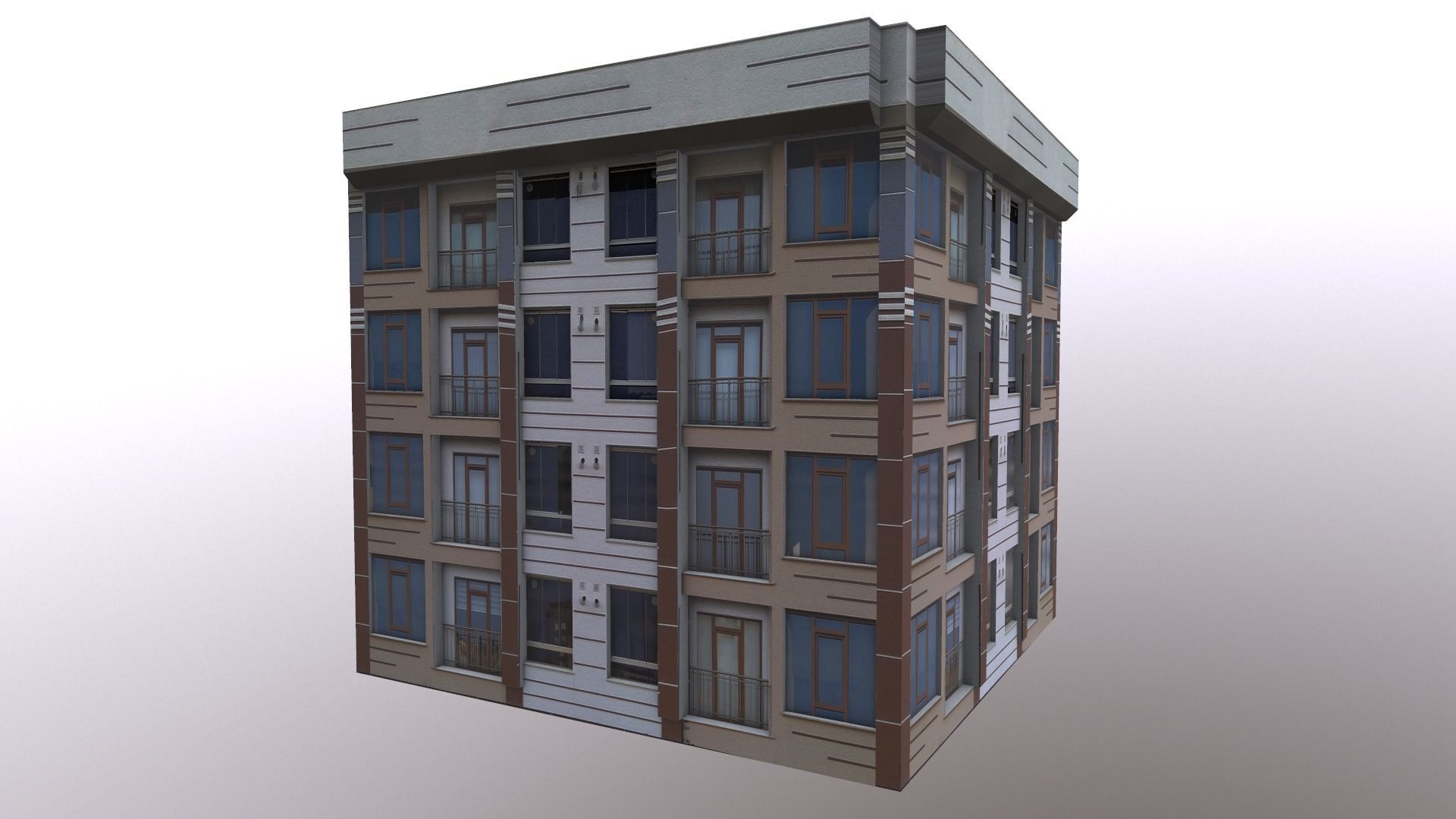 Architectural Building-3 Low-poly 3D model_8