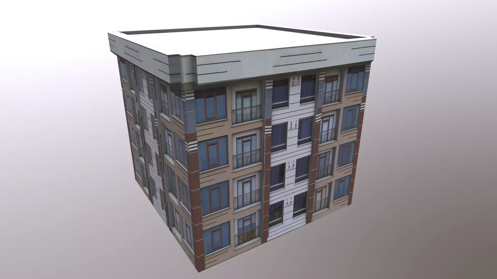 Architectural Building-3 Low-poly 3D model_0