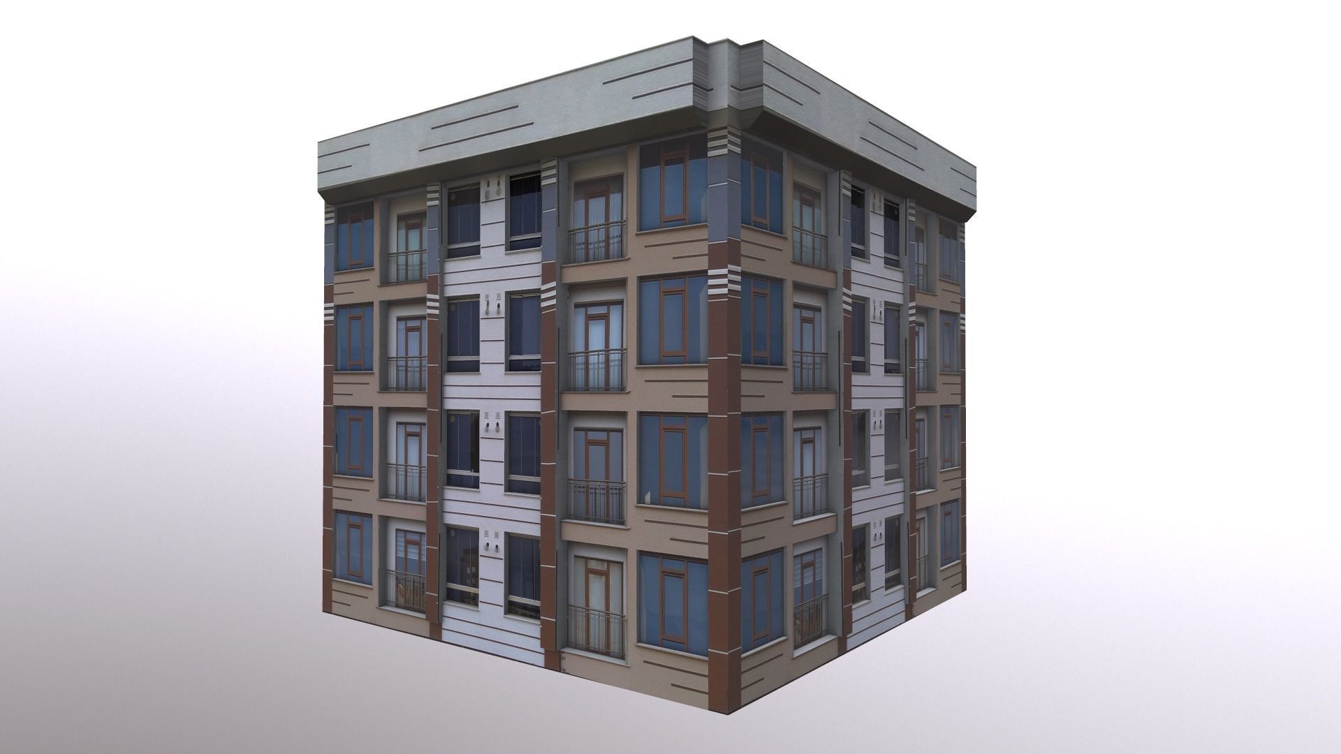 Architectural Building-3 Low-poly 3D model_4
