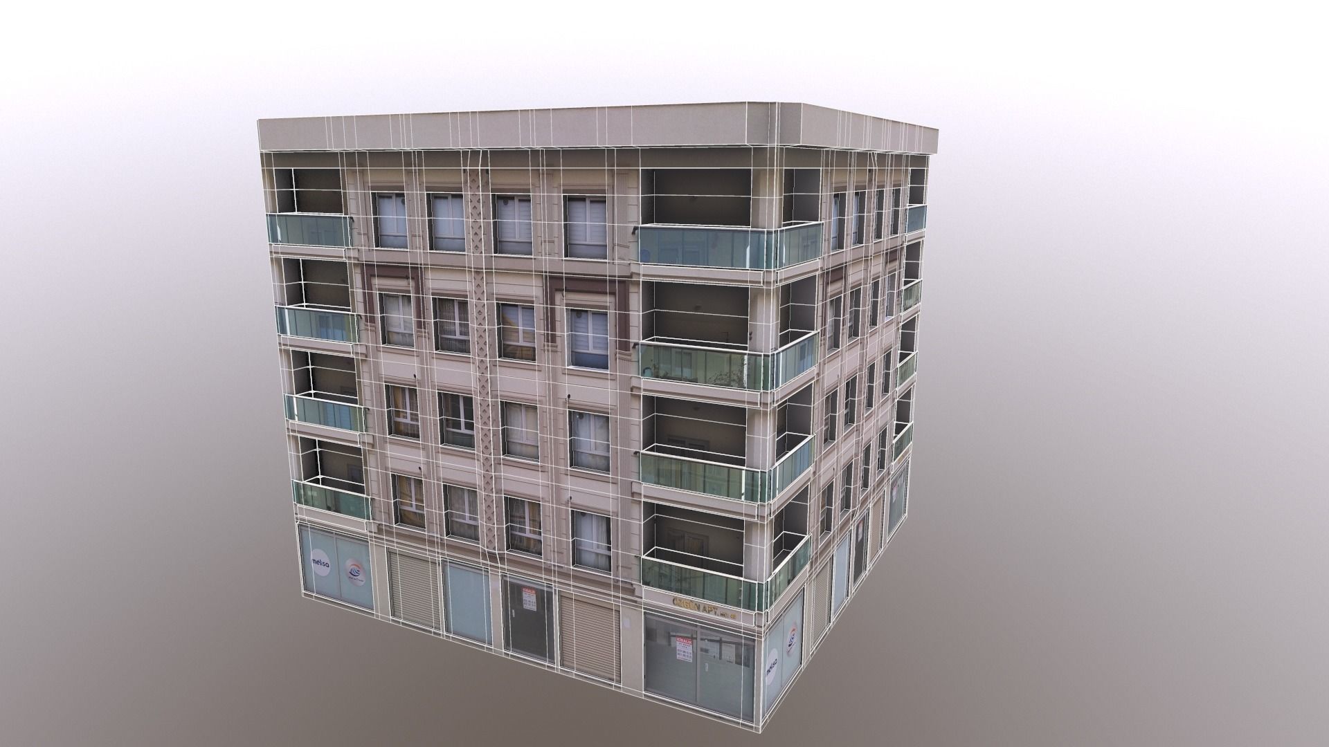 Architectural Building-3 Low-poly 3D model_1