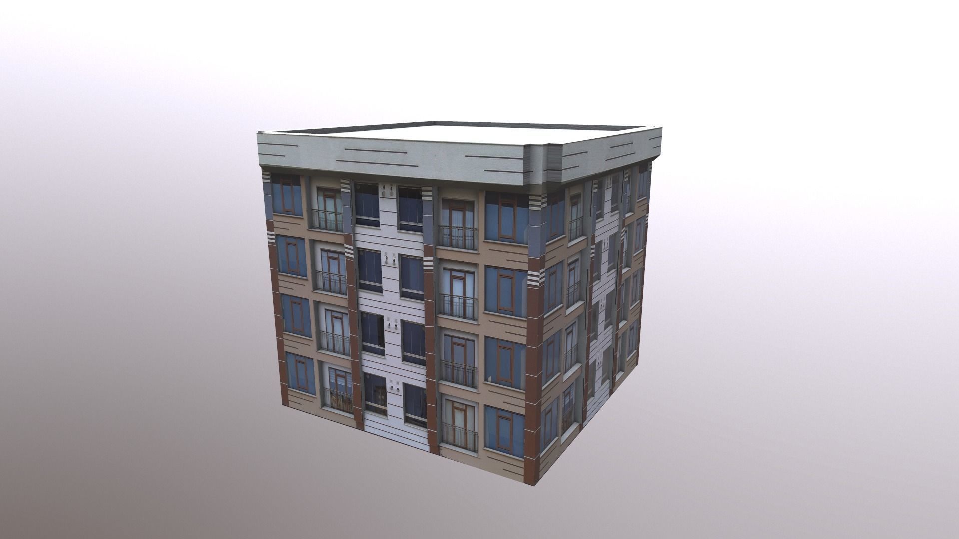 Architectural Building-3 Low-poly 3D model_5
