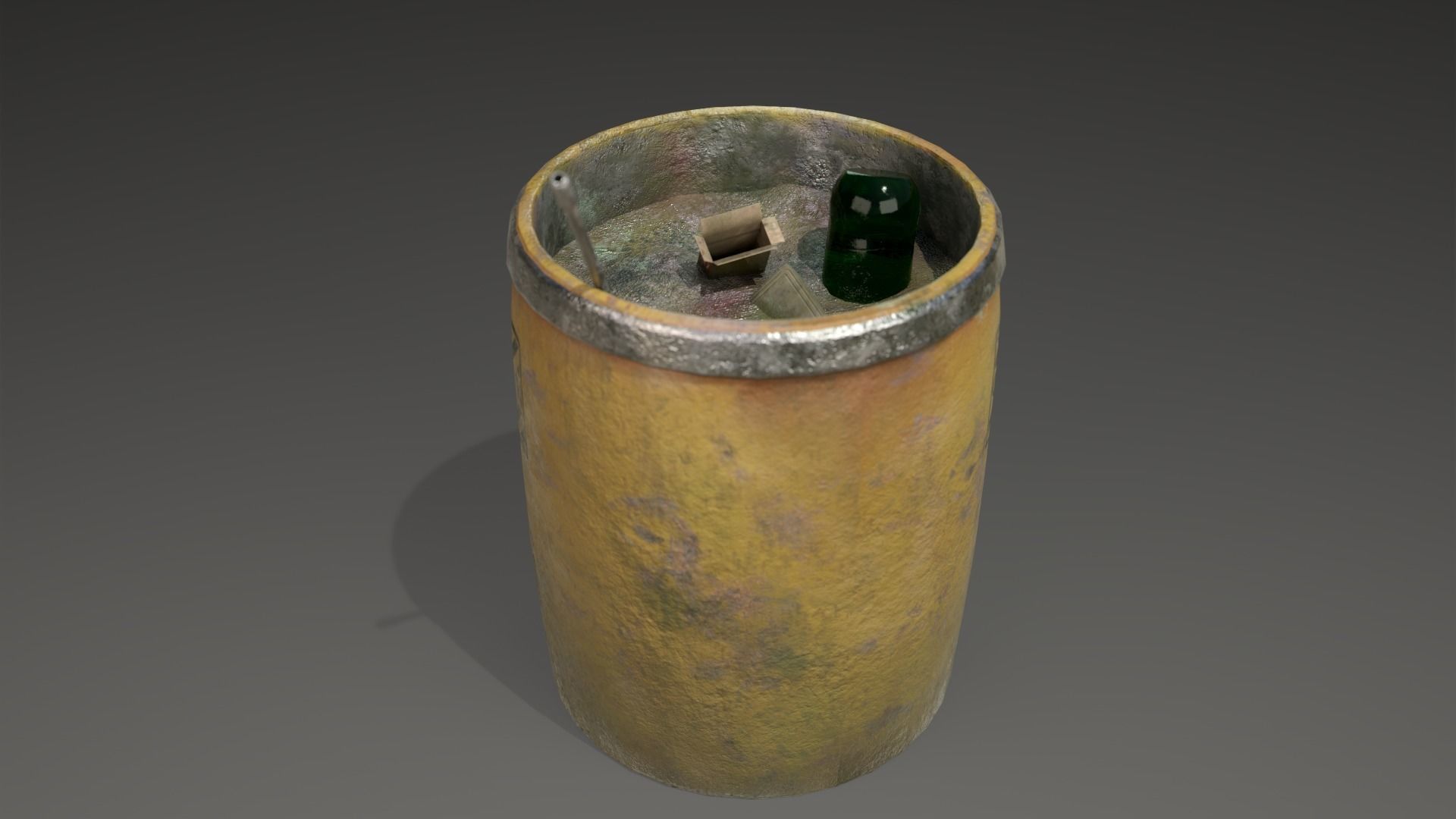 Trash can or bin Low-poly 3D model_3