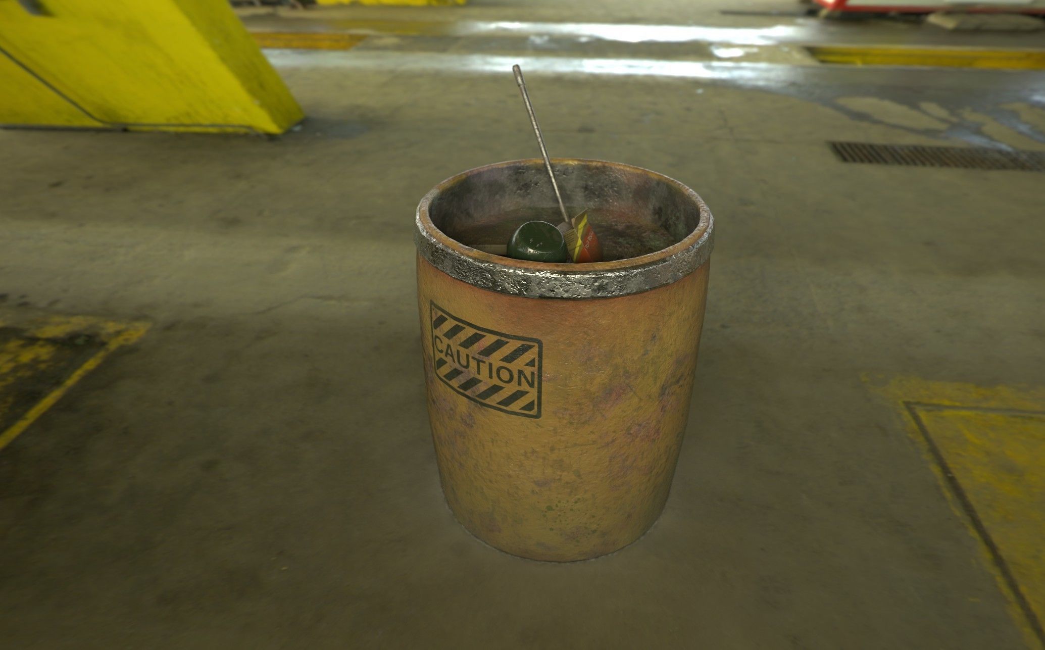 Trash can or bin Low-poly 3D model_8