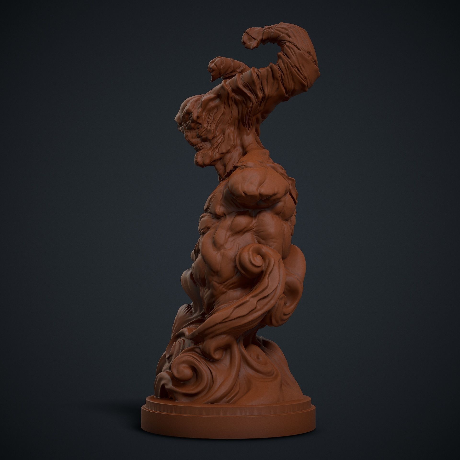 Demon Bust 01 3D print model_3