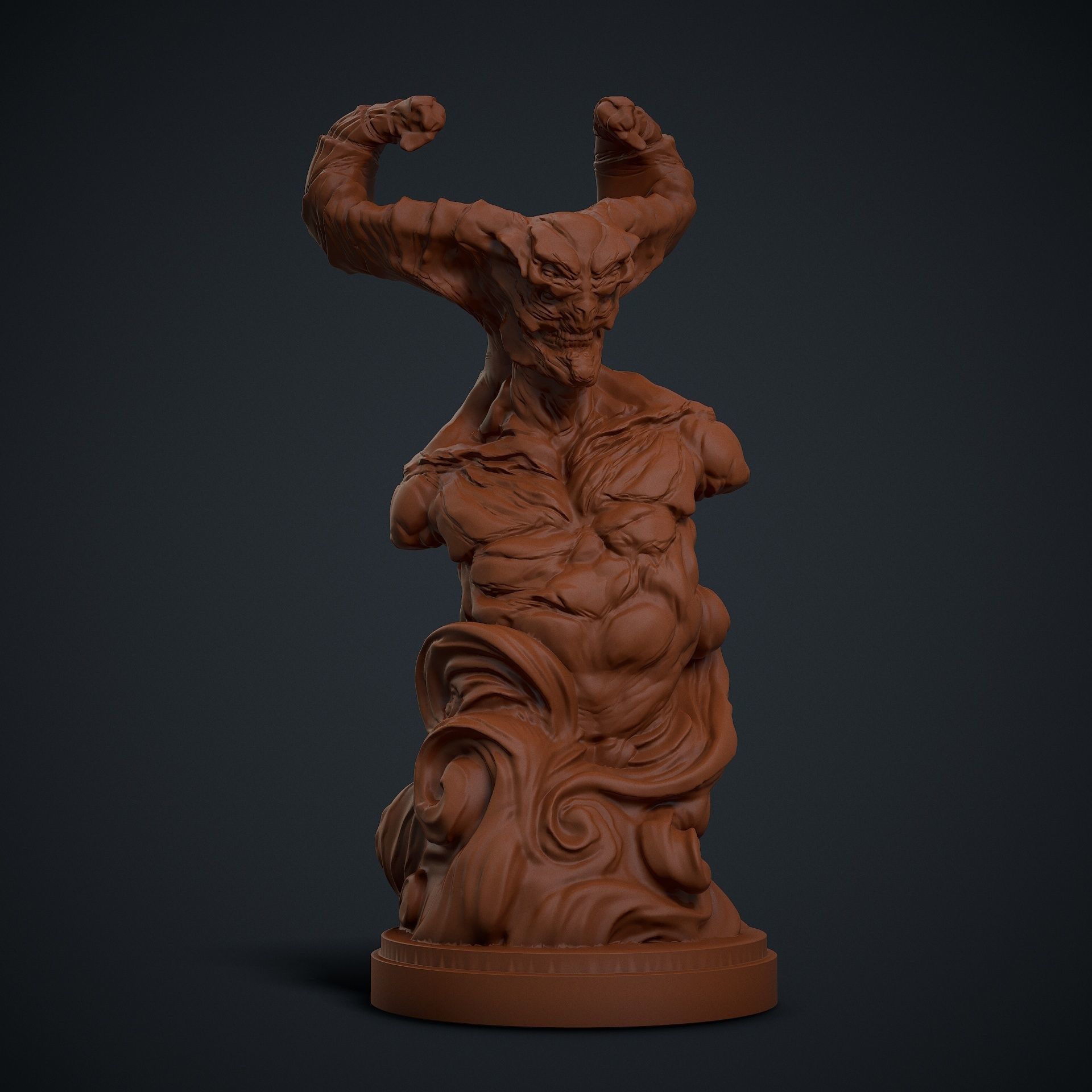 Demon Bust 01 3D print model_1