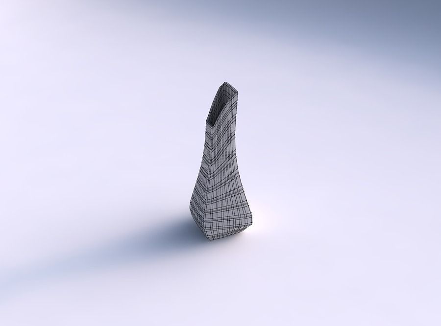 Vase top bent rectangle 2 with hard horizontal dents 3D print model_5