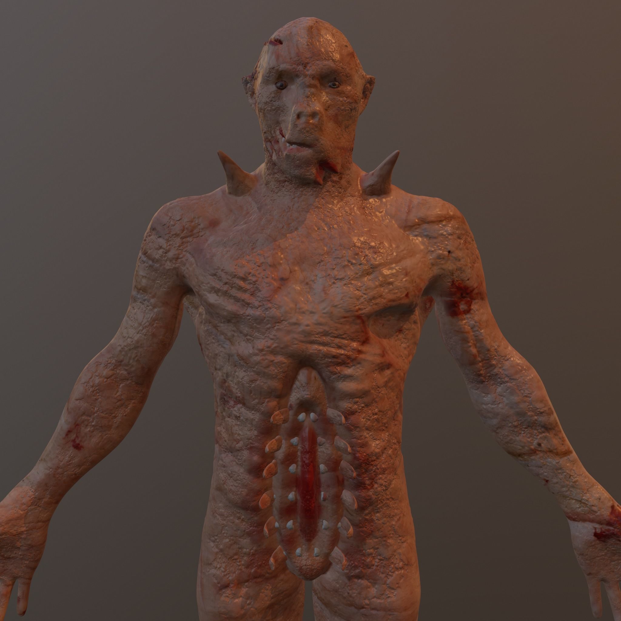 Zombie Creature Low-poly 3D model_7