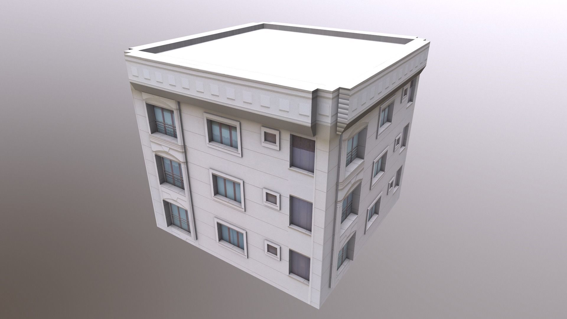 Architectural Building-2 Low-poly 3D model_3