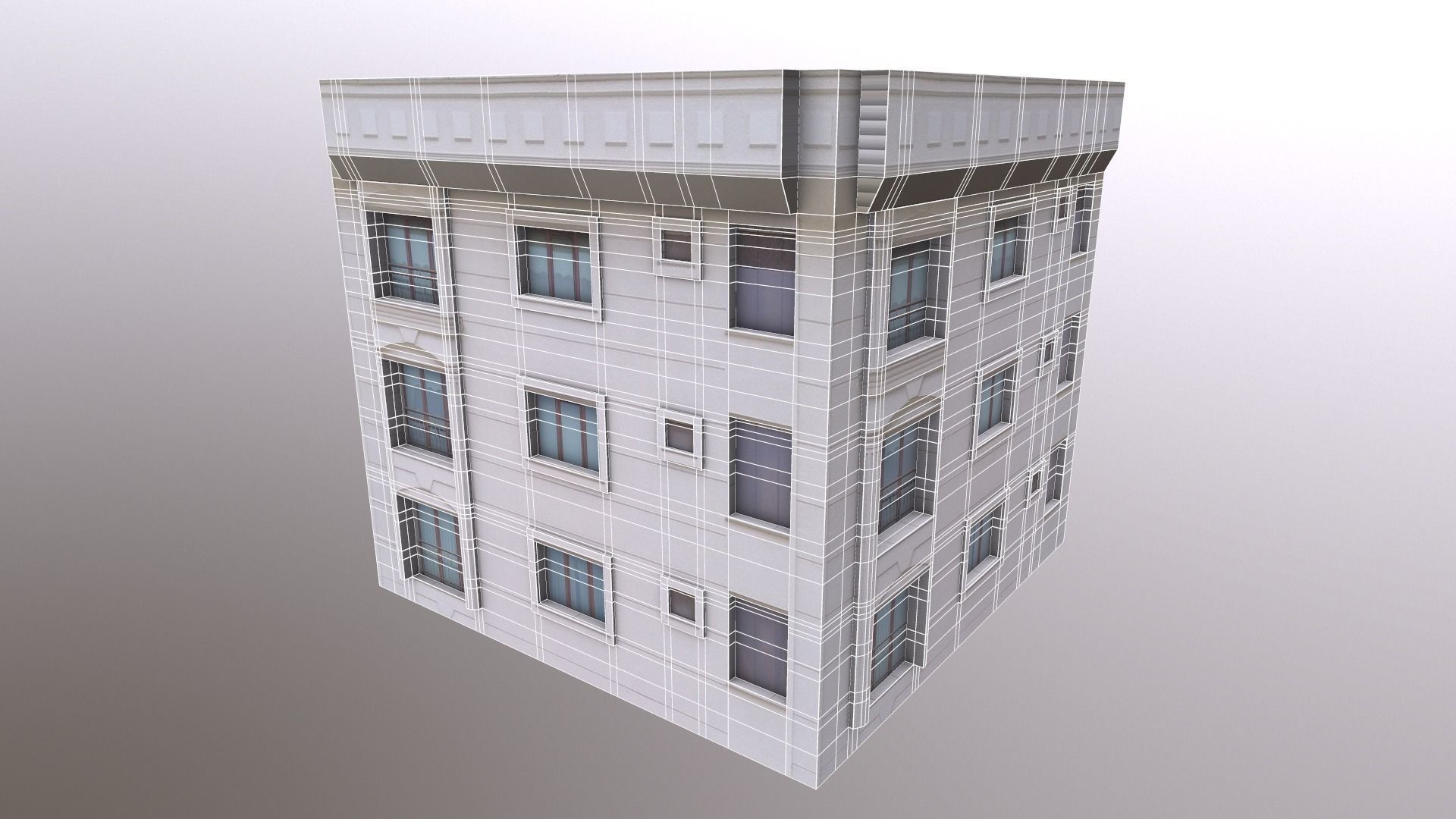 Architectural Building-2 Low-poly 3D model_1