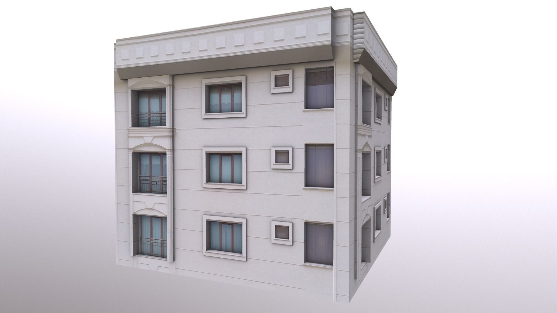Architectural Building-2 Low-poly 3D model_4