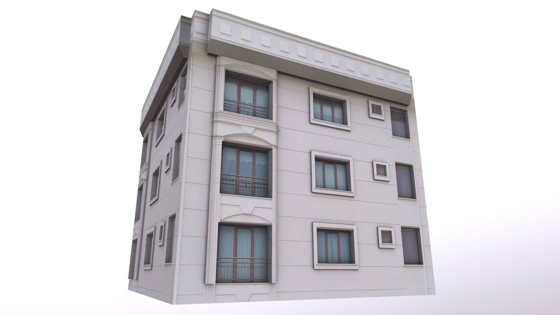 Architectural Building-2 Low-poly 3D model_7