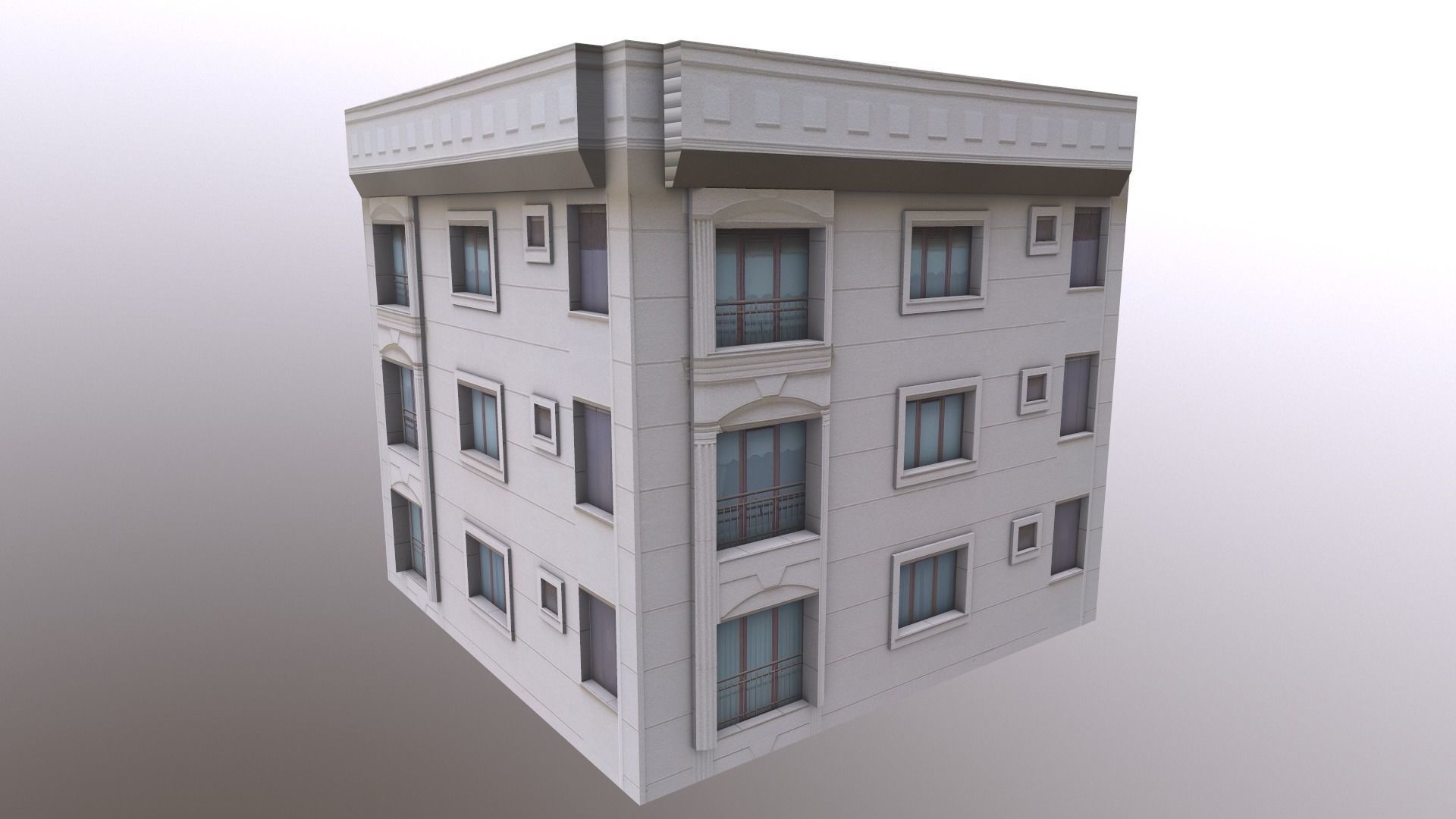 Architectural Building-2 Low-poly 3D model_11