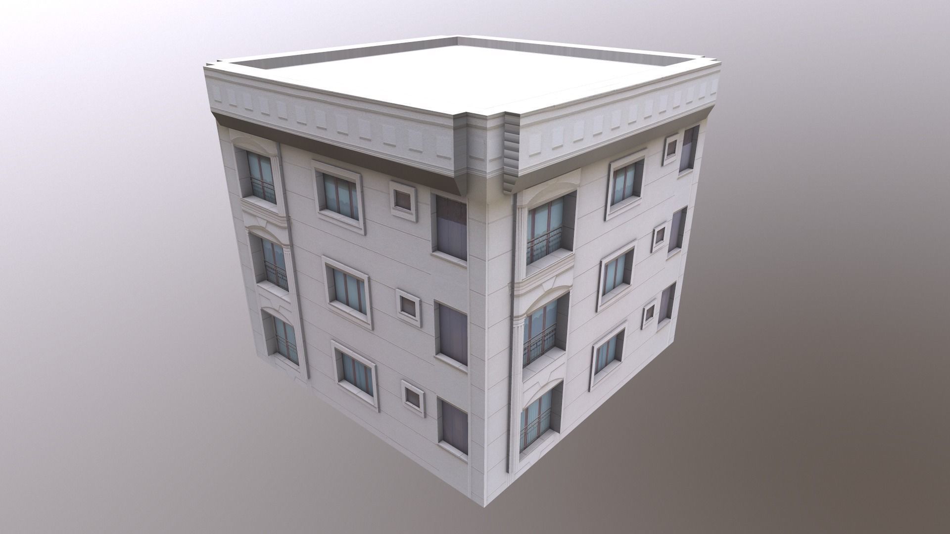 Architectural Building-2 Low-poly 3D model_9