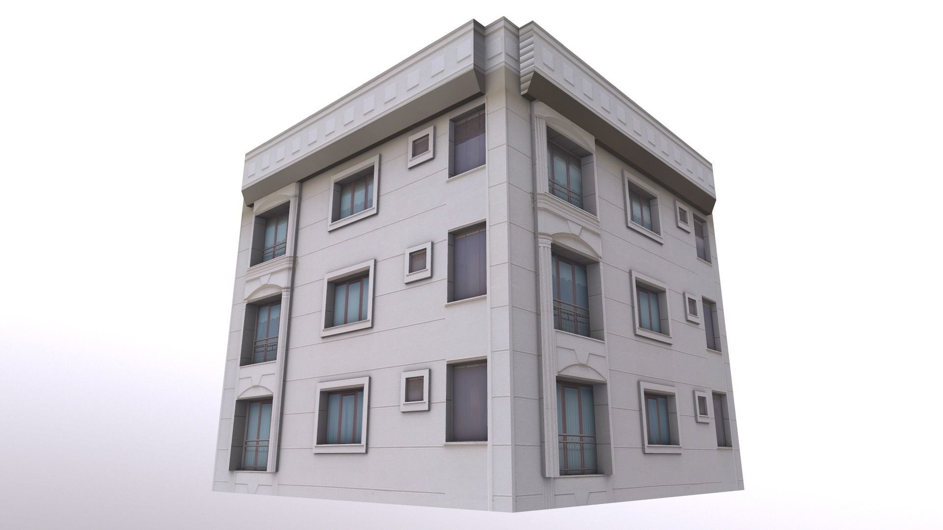 Architectural Building-2 Low-poly 3D model_6