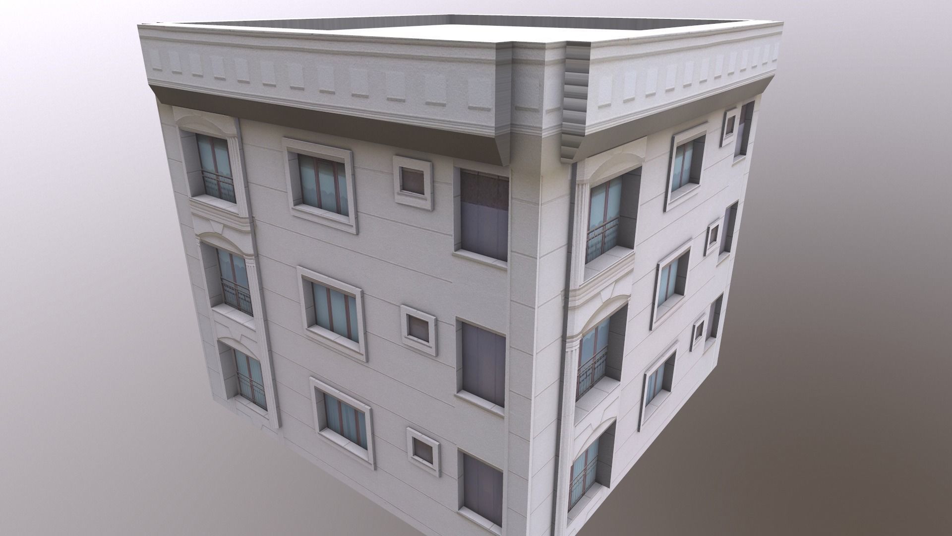 Architectural Building-2 Low-poly 3D model_15