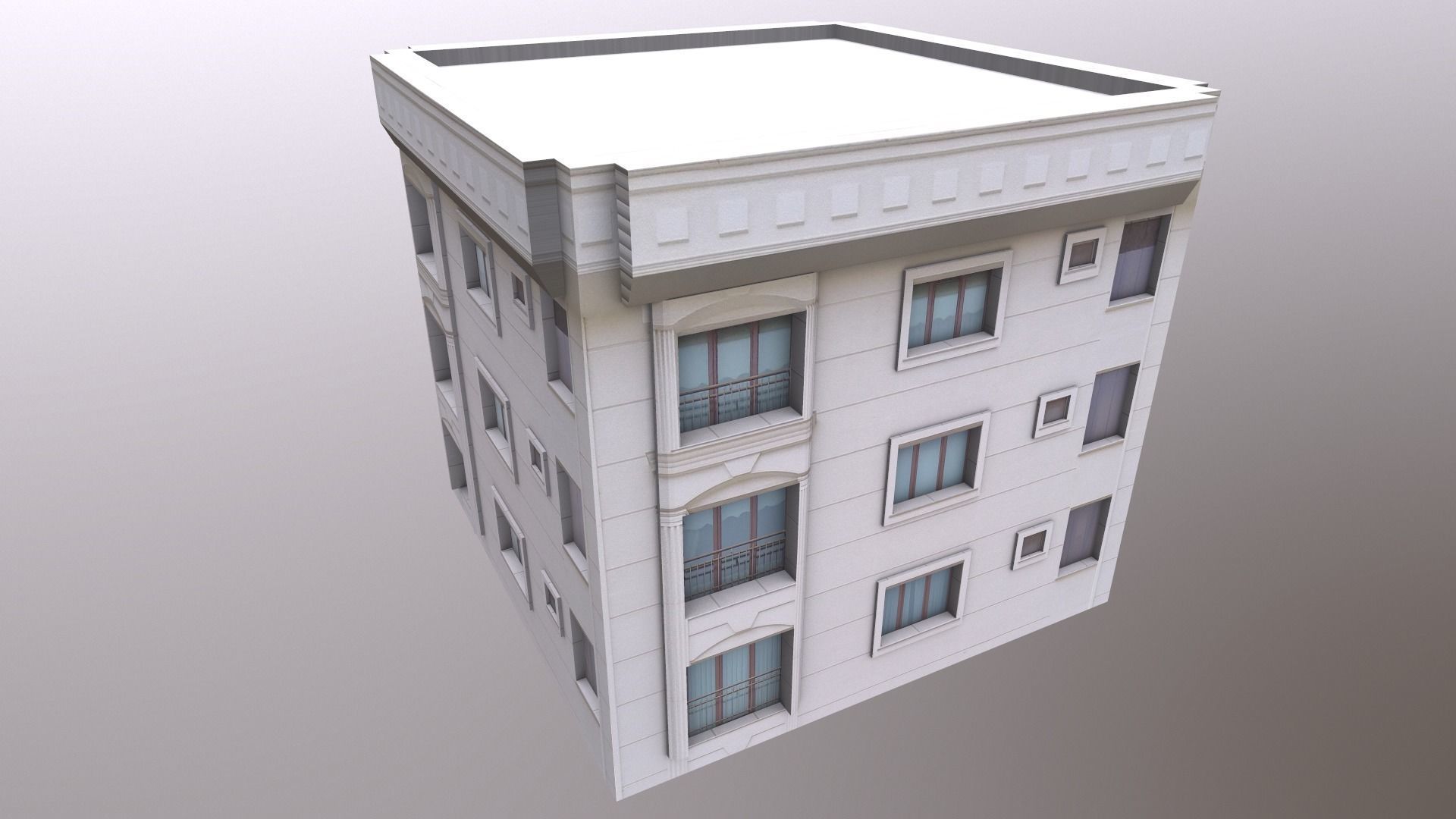 Architectural Building-2 Low-poly 3D model_17
