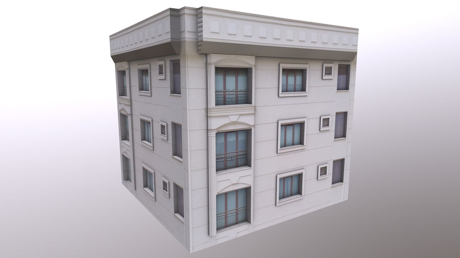 Architectural Building-2 Low-poly 3D model_8