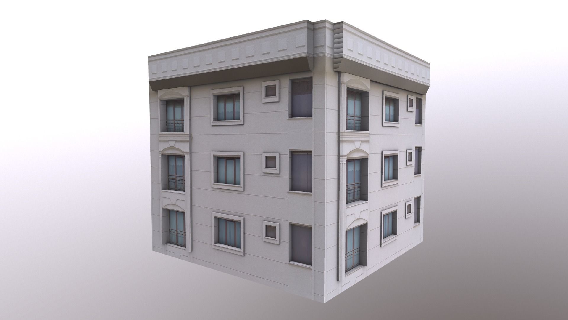 Architectural Building-2 Low-poly 3D model_13