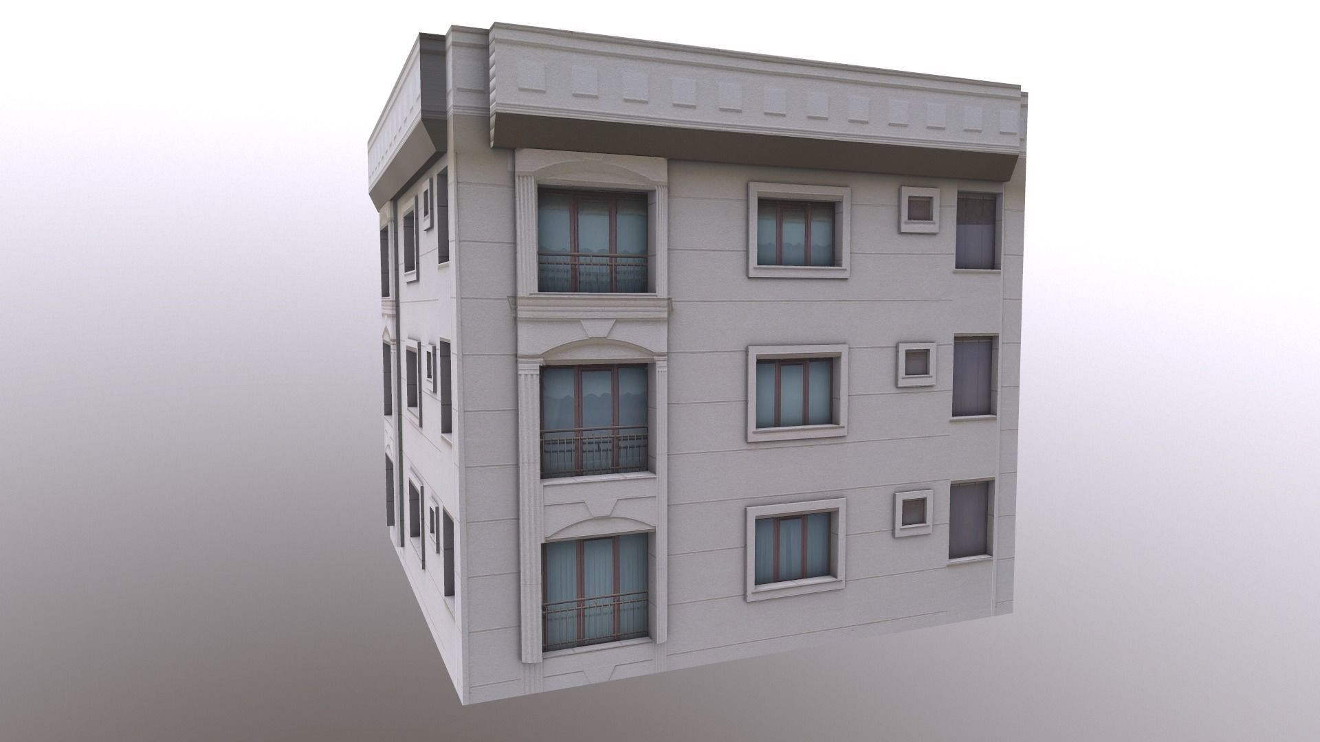Architectural Building-2 Low-poly 3D model_12