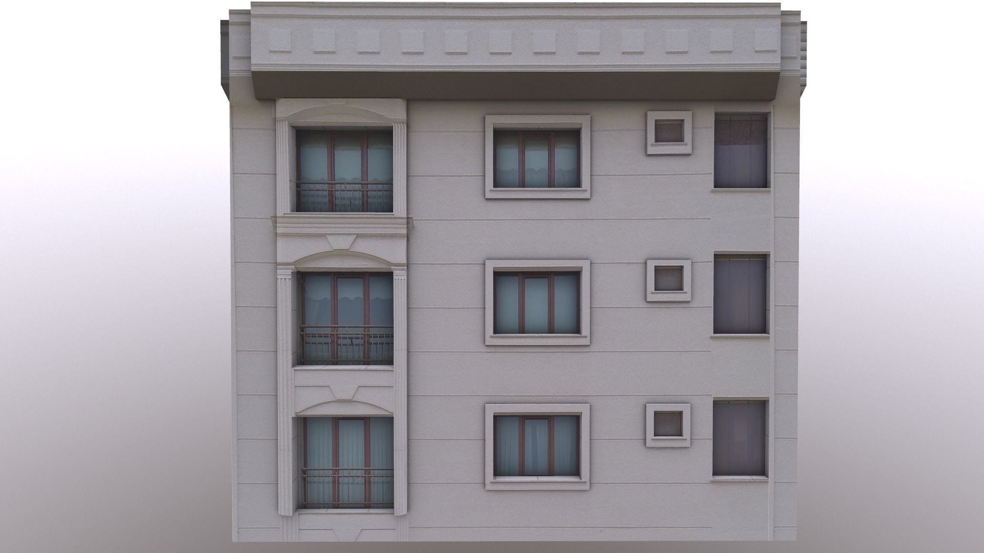 Architectural Building-2 Low-poly 3D model_5