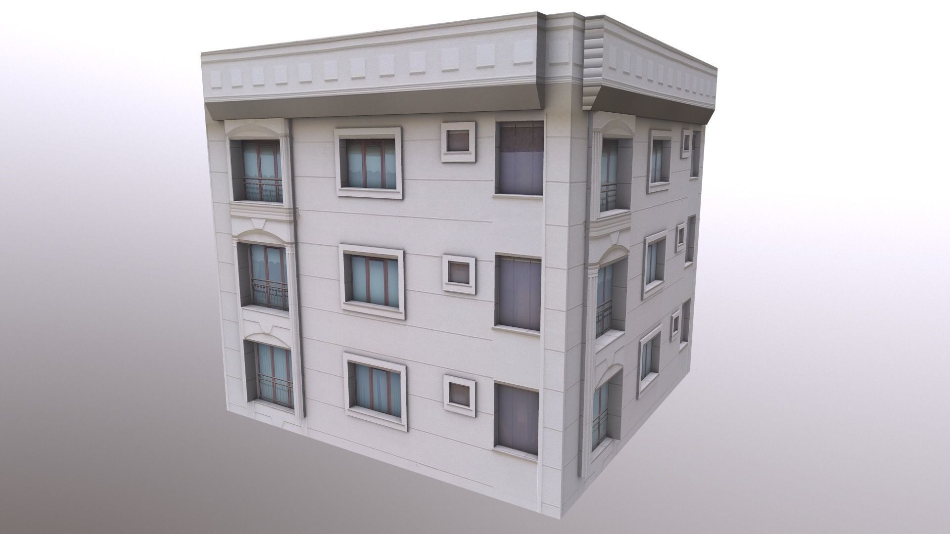 Architectural Building-2 Low-poly 3D model_2