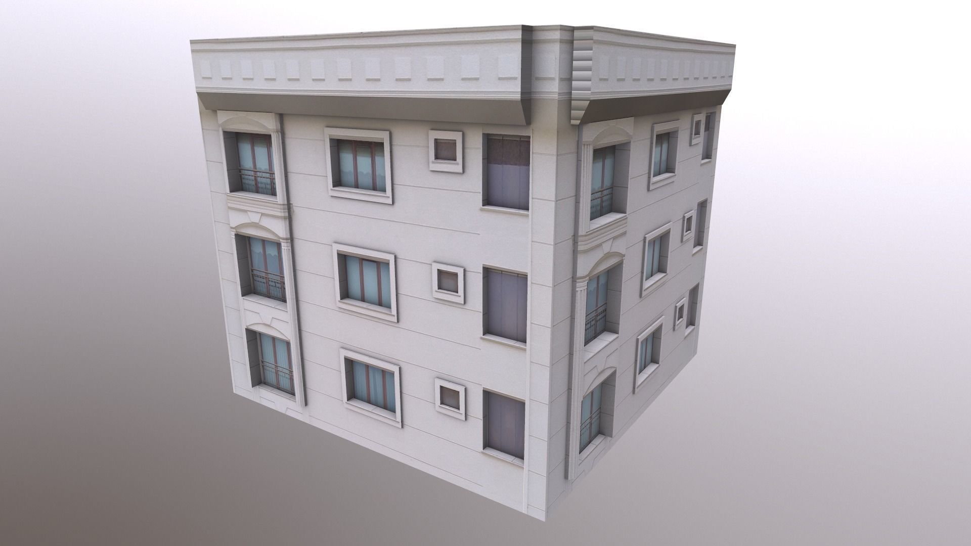 Architectural Building-2 Low-poly 3D model_10