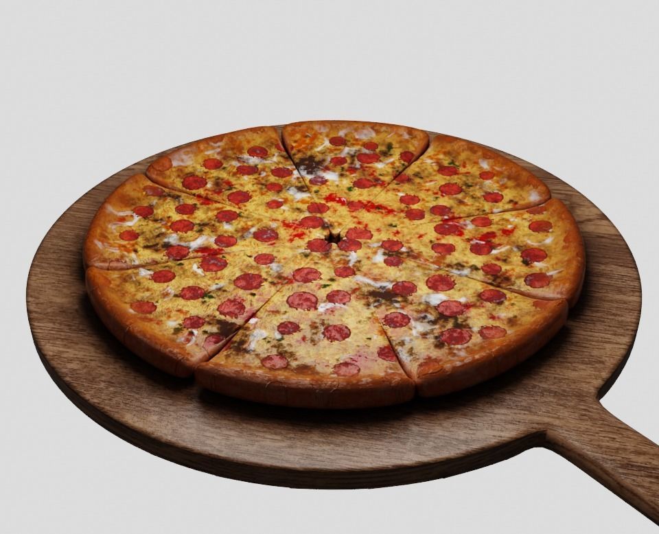 Pizza material Procedural and game ready model Low-poly 3D model_5