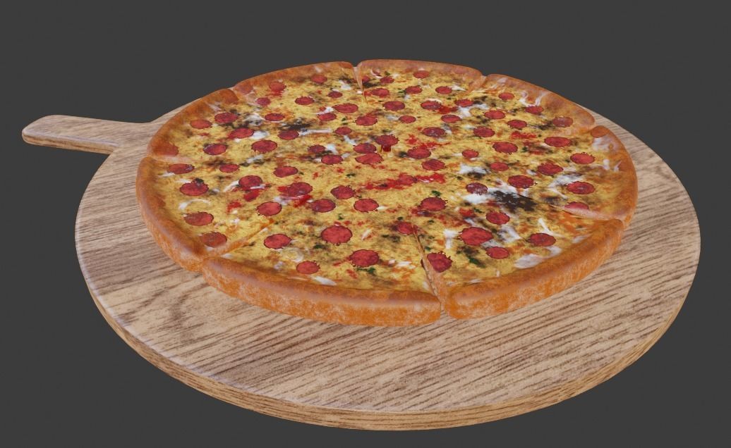 Pizza material Procedural and game ready model Low-poly 3D model_7