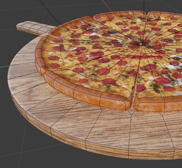 Pizza material Procedural and game ready model Low-poly 3D model_8