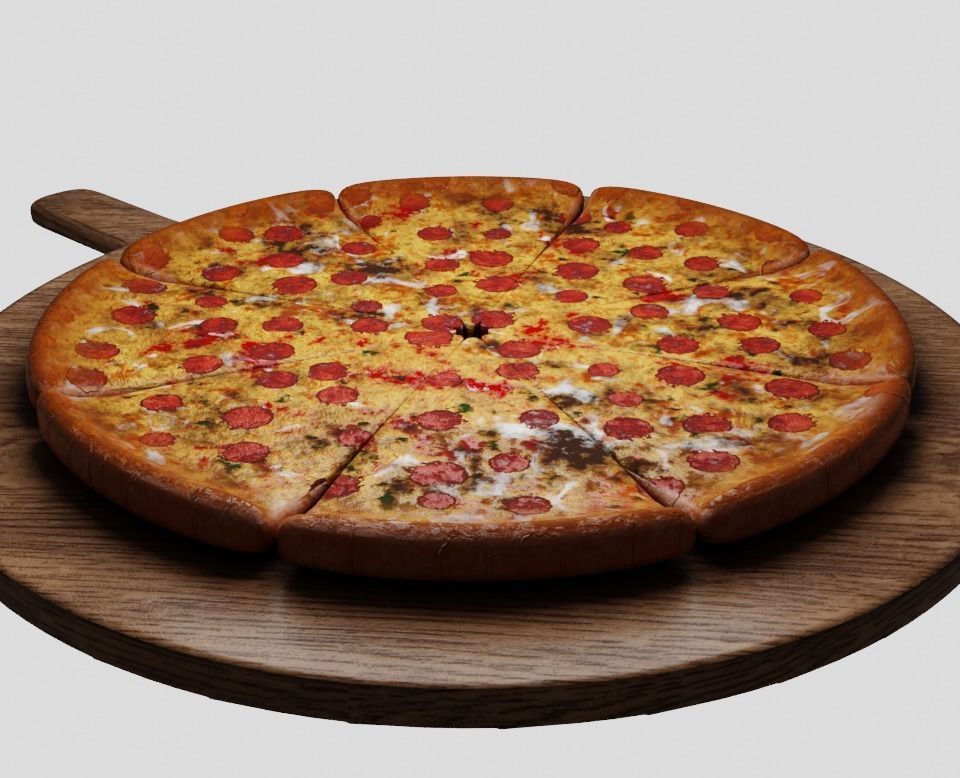 Pizza material Procedural and game ready model Low-poly 3D model_4