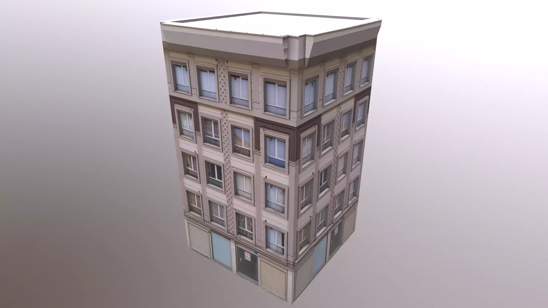 Architectural Building-1 Low-poly 3D model_0