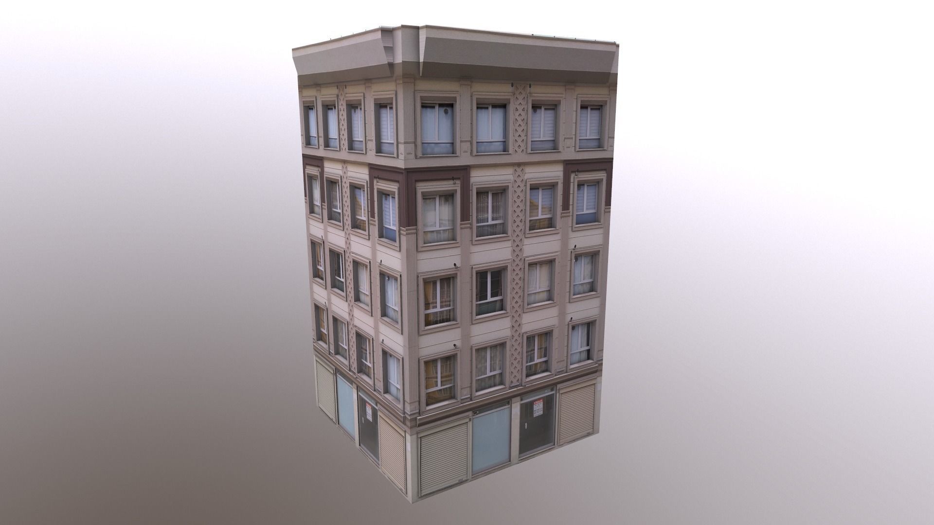 Architectural Building-1 Low-poly 3D model_3