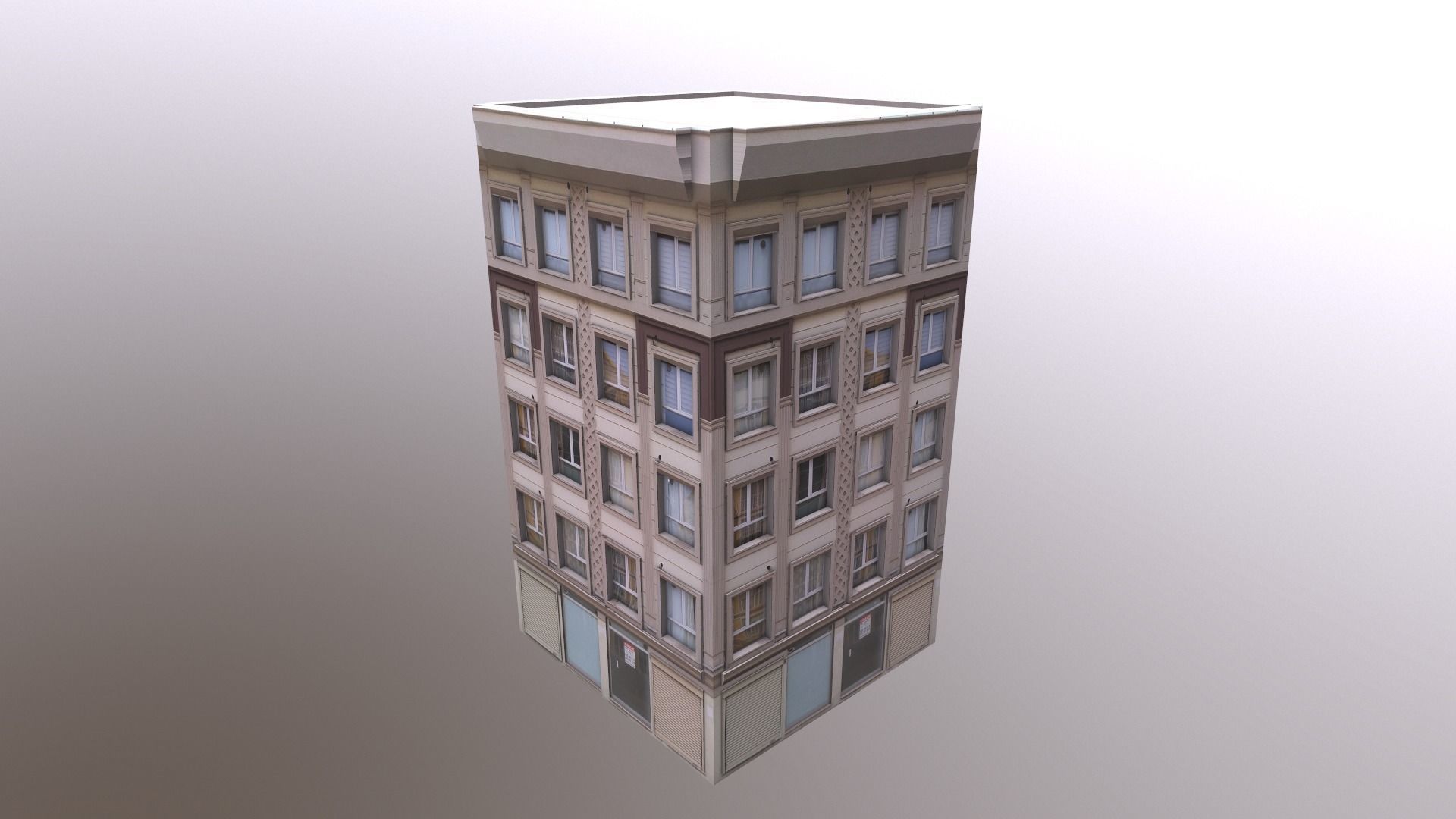 Architectural Building-1 Low-poly 3D model_2