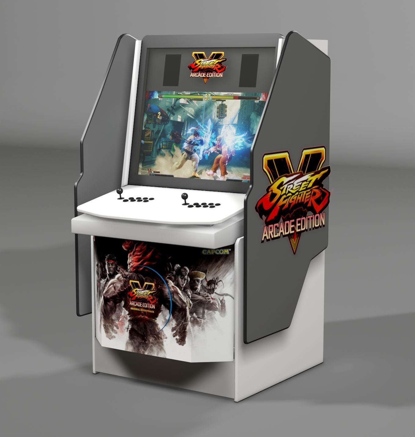 Arcade street fighter v machine Low-poly 3D model_1
