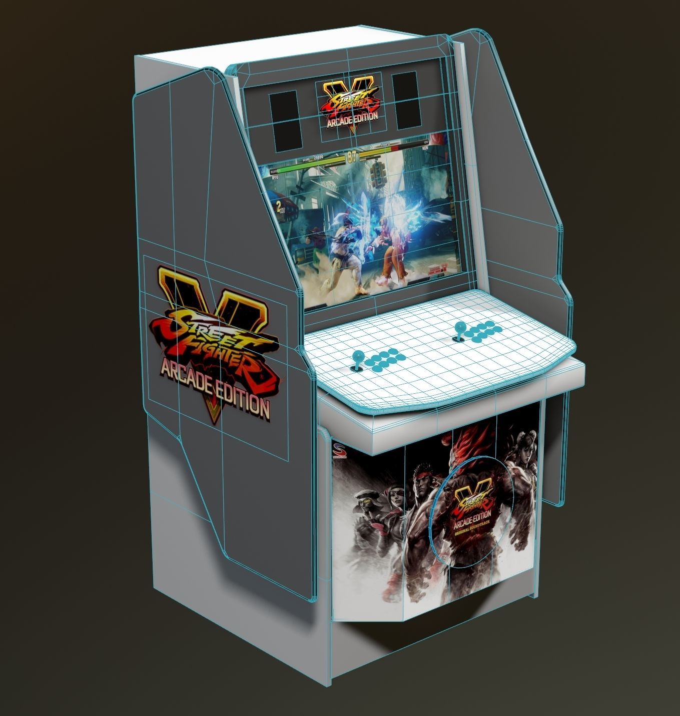 Arcade street fighter v machine Low-poly 3D model_7