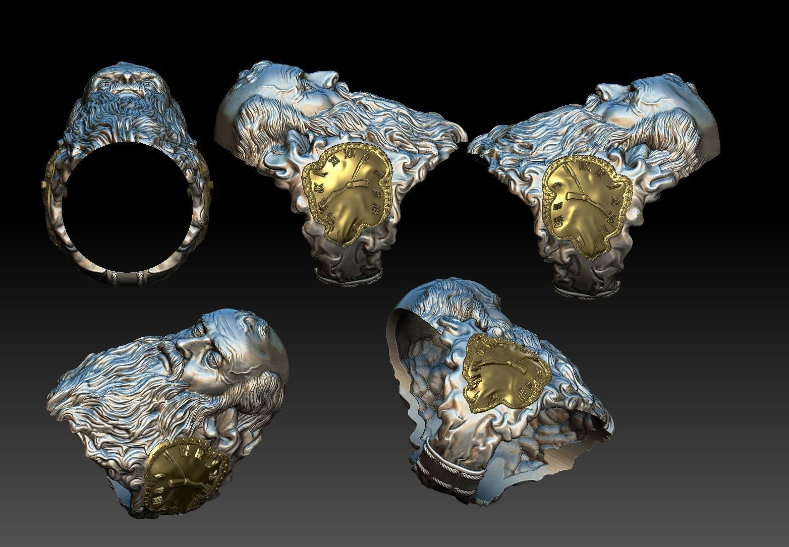 Father Time  ring  3D print model_1