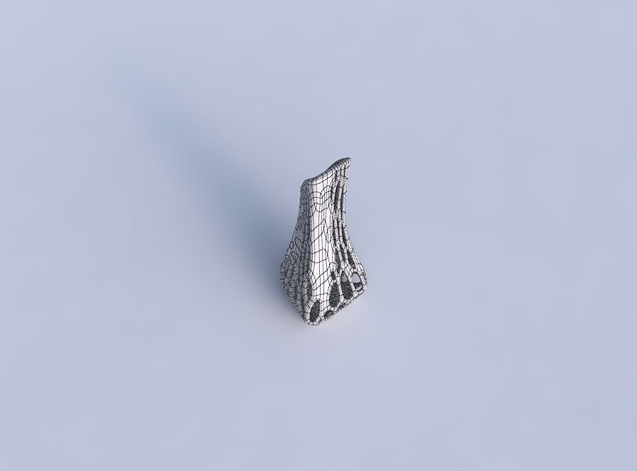 Vase top bent rectangle 2 with organic lattice and solid centers 3D print model_6