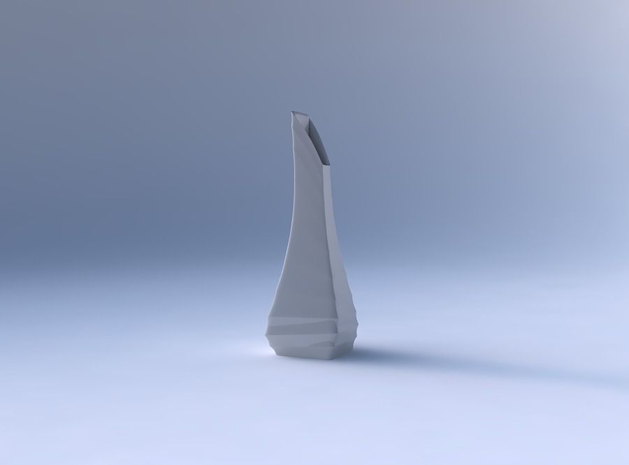 Vase top bent rectangle 2 with small horizontal sections 3D print model_4