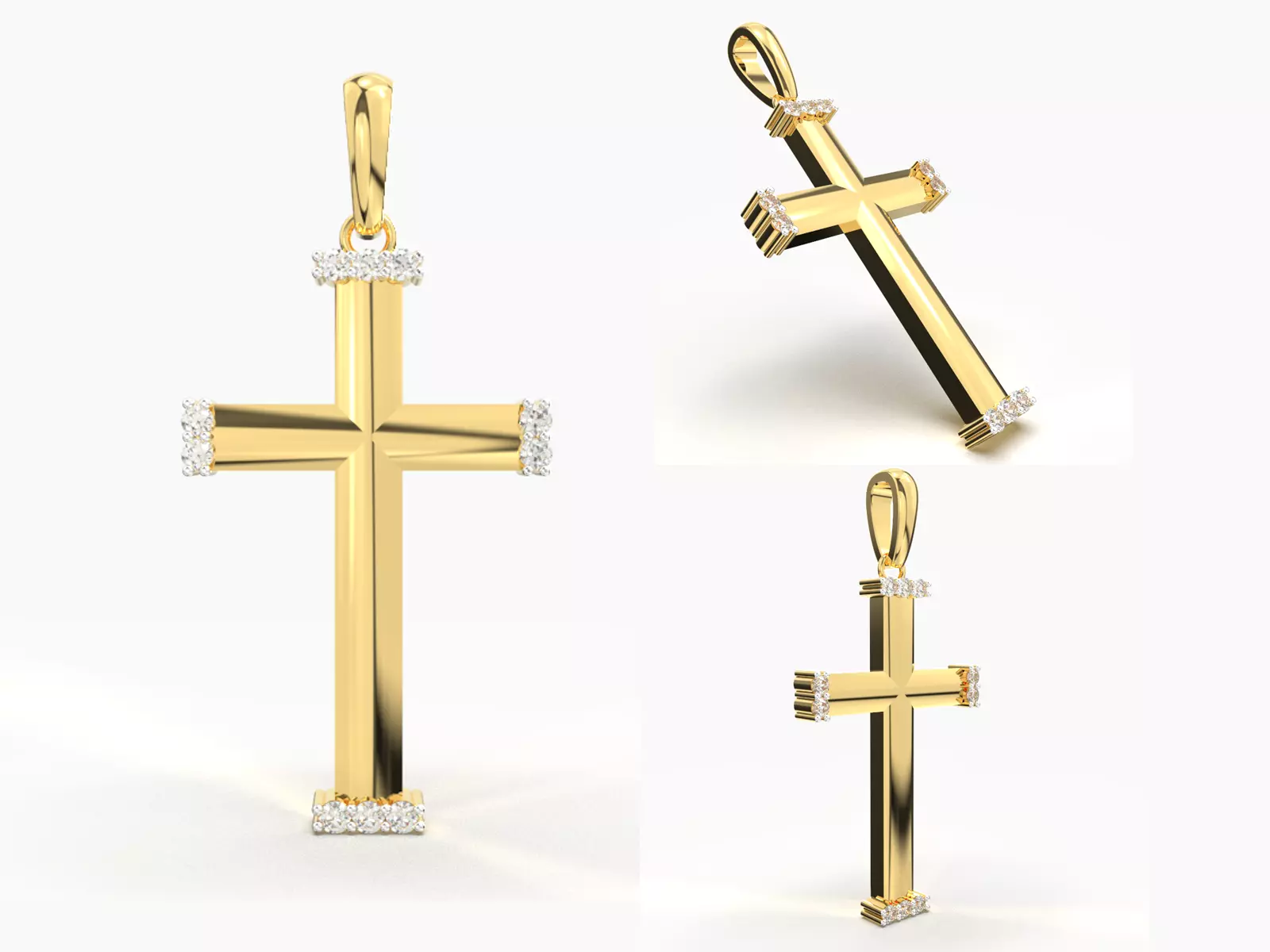 JESUS CROSS DIAMOND PENDANT 3D print model