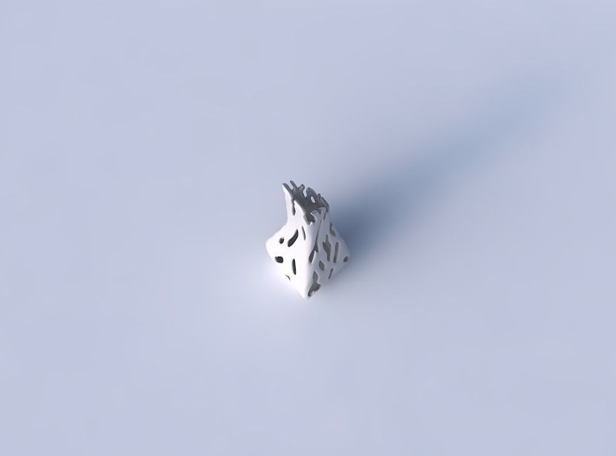 Vase top bent rectangle 2 with smooth cuts 3D print model_2