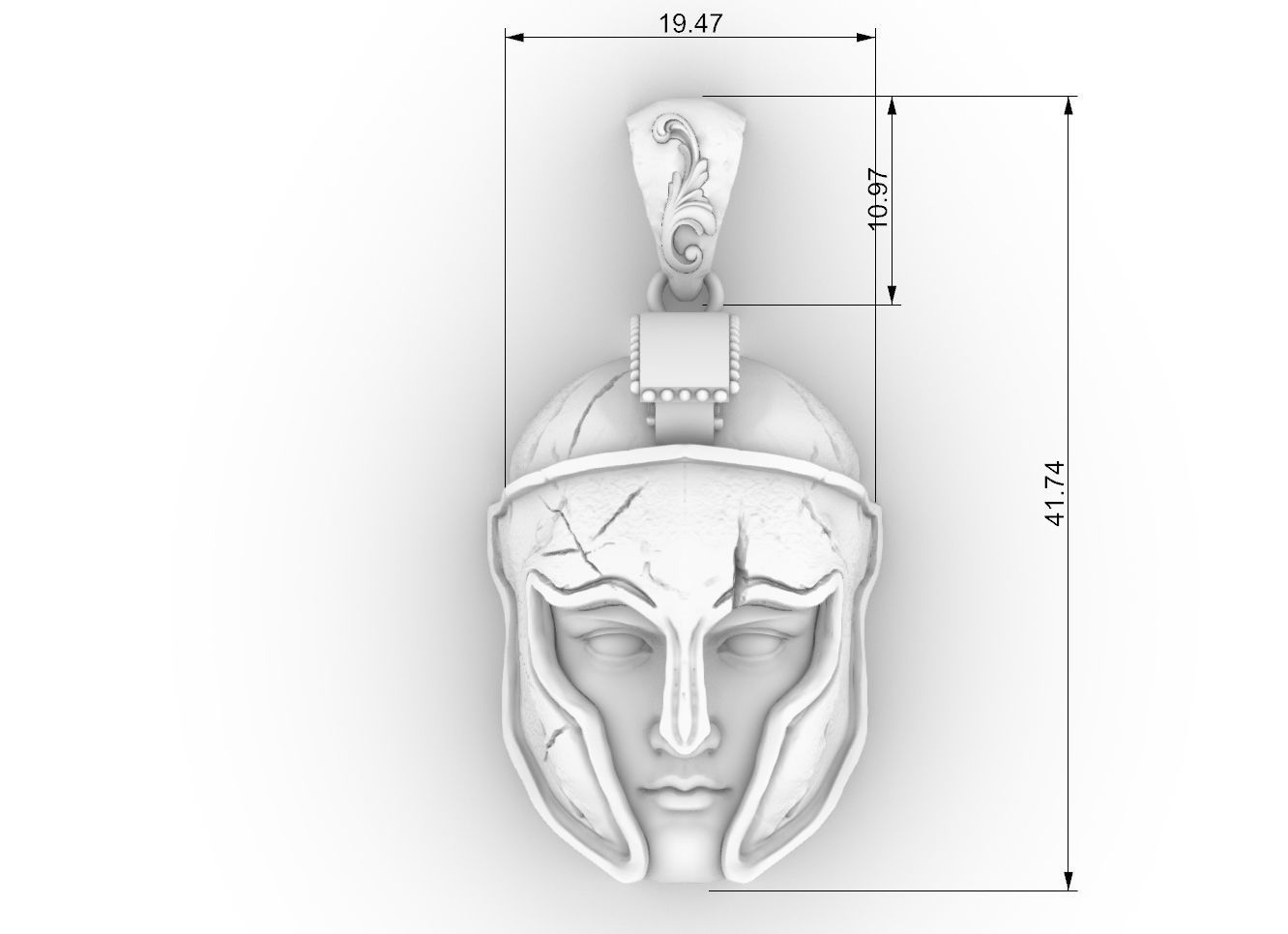 spartan warrior pendant 3D print model_6