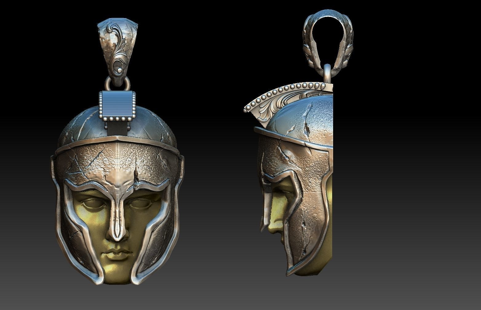 spartan warrior pendant 3D print model_4
