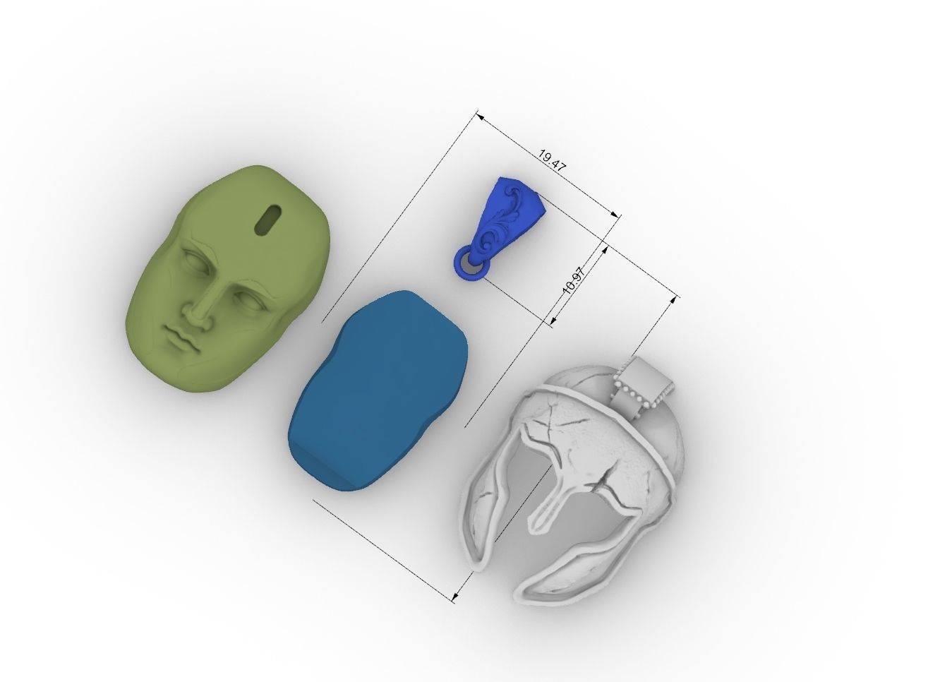 spartan warrior pendant 3D print model_2