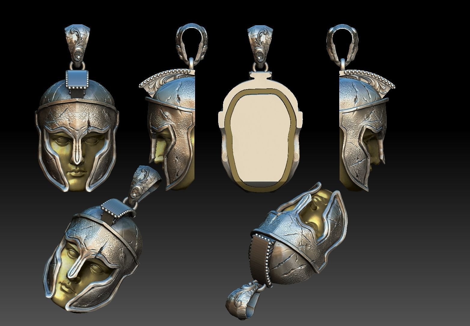 spartan warrior pendant 3D print model_1