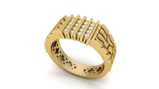 Gents Diamond  Nugget Ring 10 3D print model