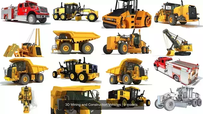 3D Mining and Construction Vehicles 3D Model Collection