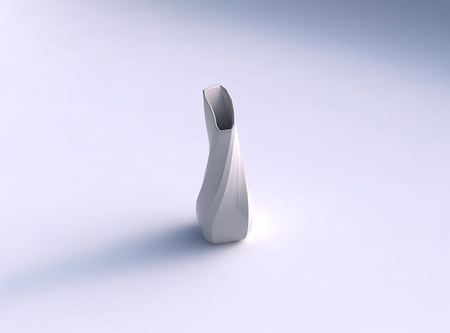 Vase top bent rectangle 2 with twisted bands 2 3D print model